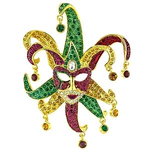Mardi Gras Multicolor Crystal Gold-Tone Brooch